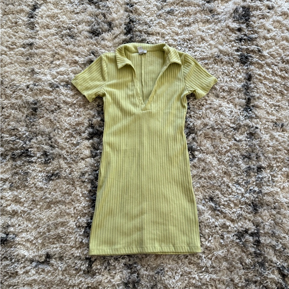 Olive Ribbed Knit Dress
